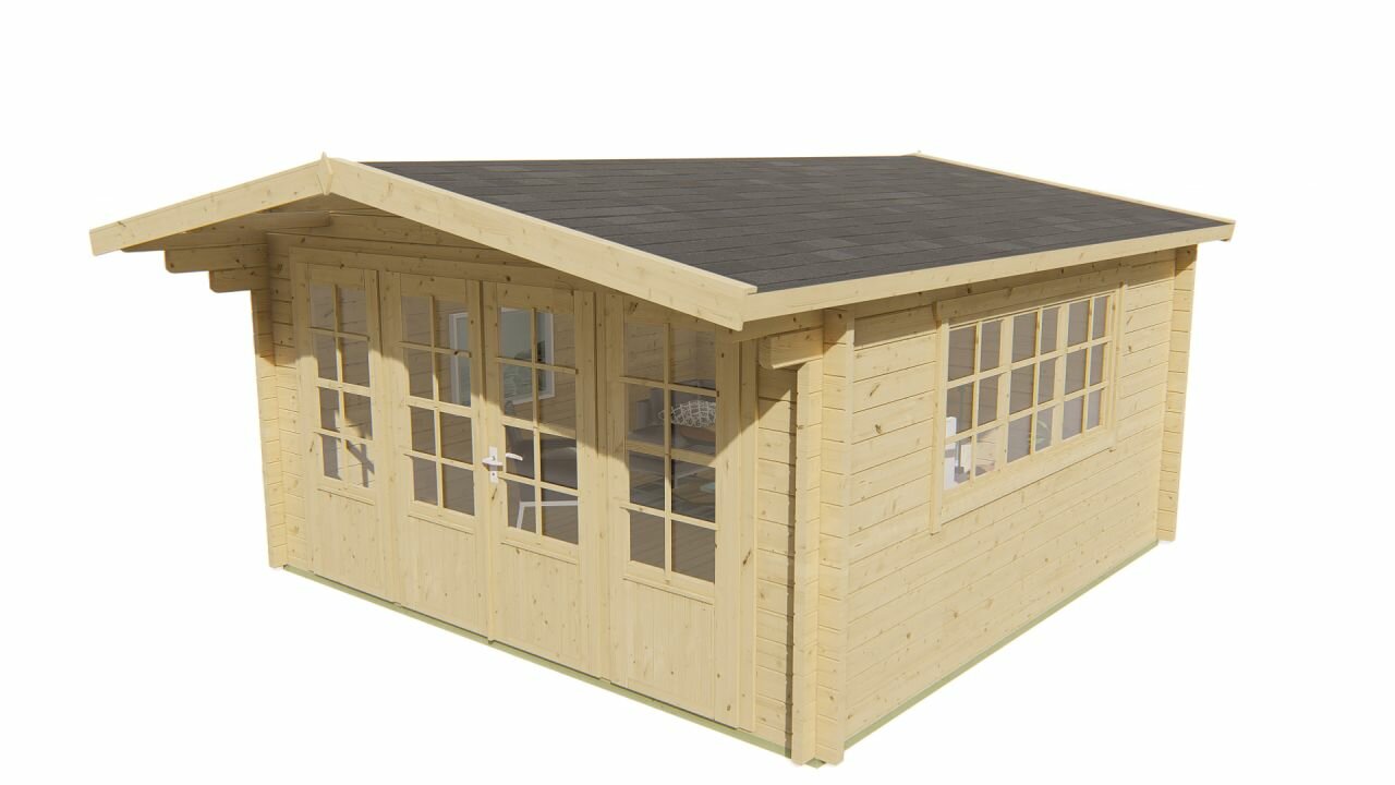 Blokhut Derby linkervooraanzicht