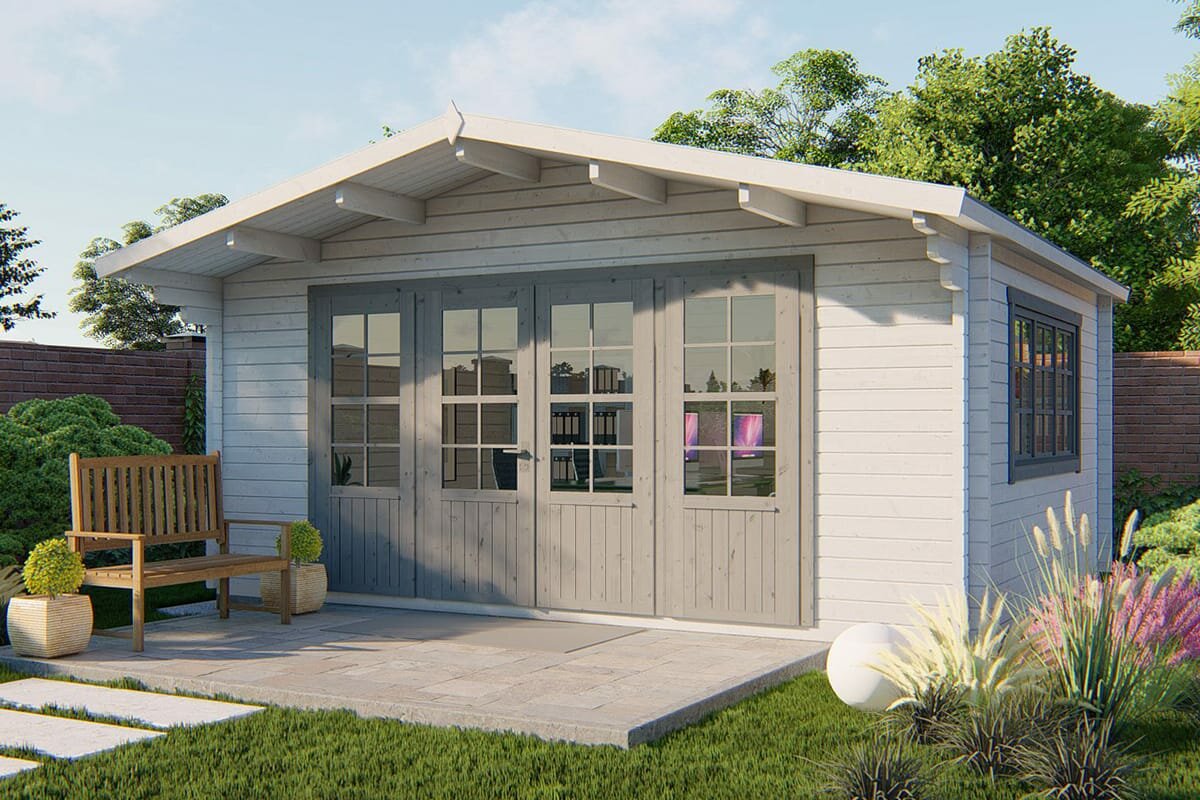 Blokhut Newcastle zilvergrijs