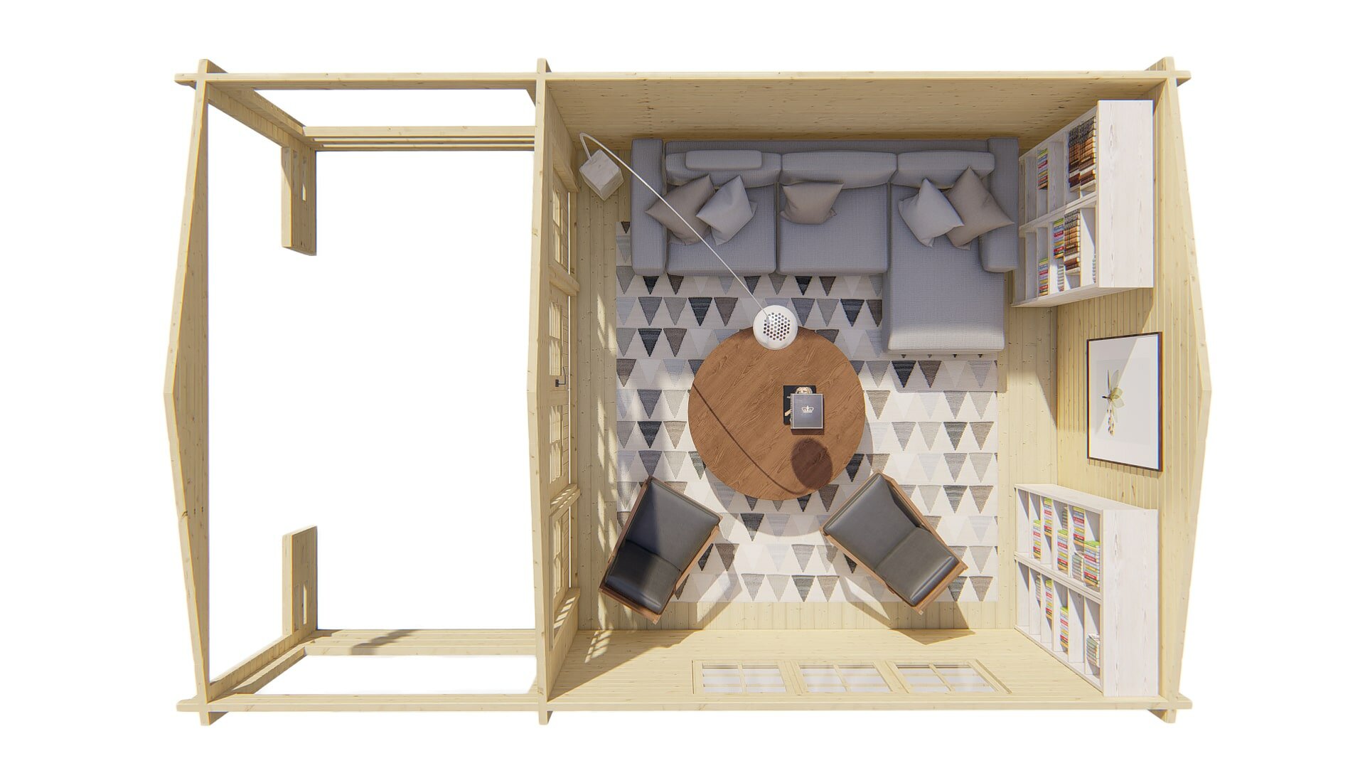 Blokhut Ipswich bovenaanzicht