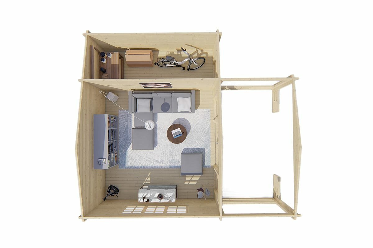 Blokhut Manchester bovenaanzicht