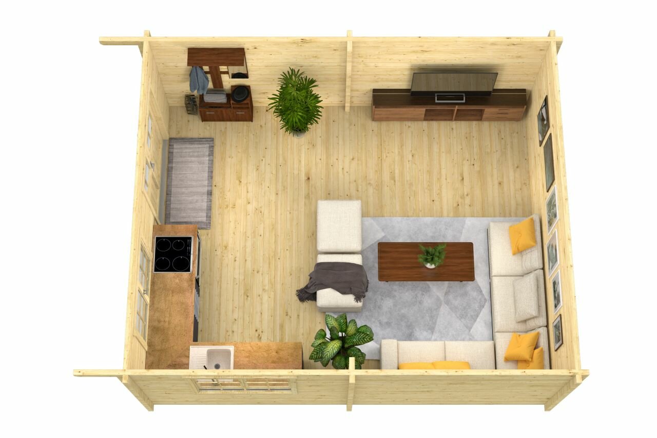 Blokhut Niedersachsen bovenaanzicht