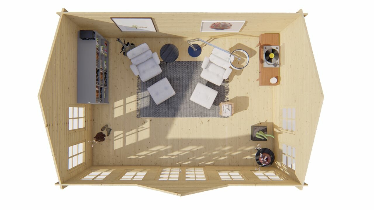 Blokhut Clockhouse bovenaanzicht