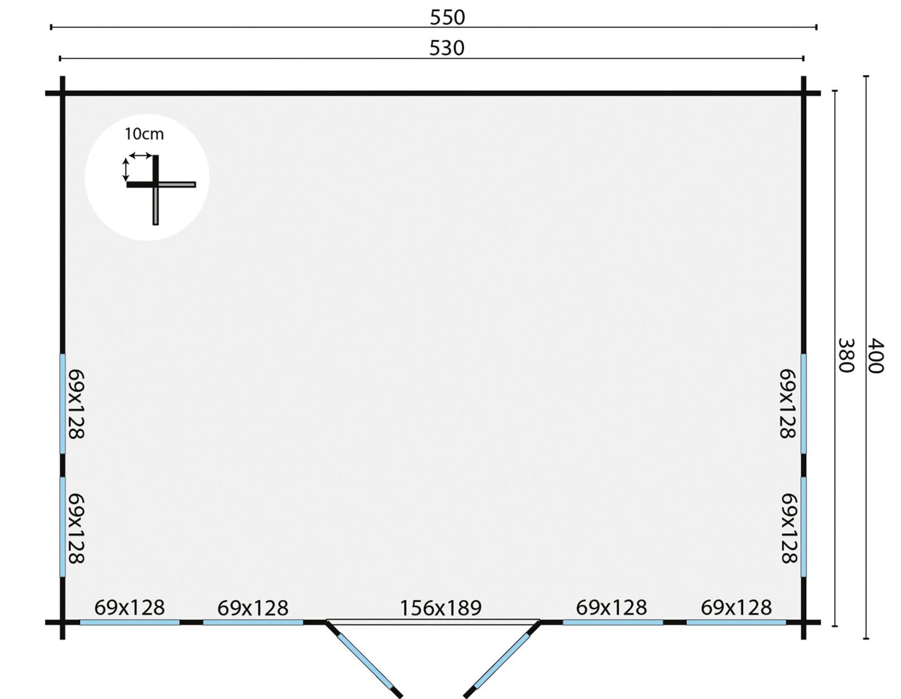 Blokhut Clockhouse maatvoering