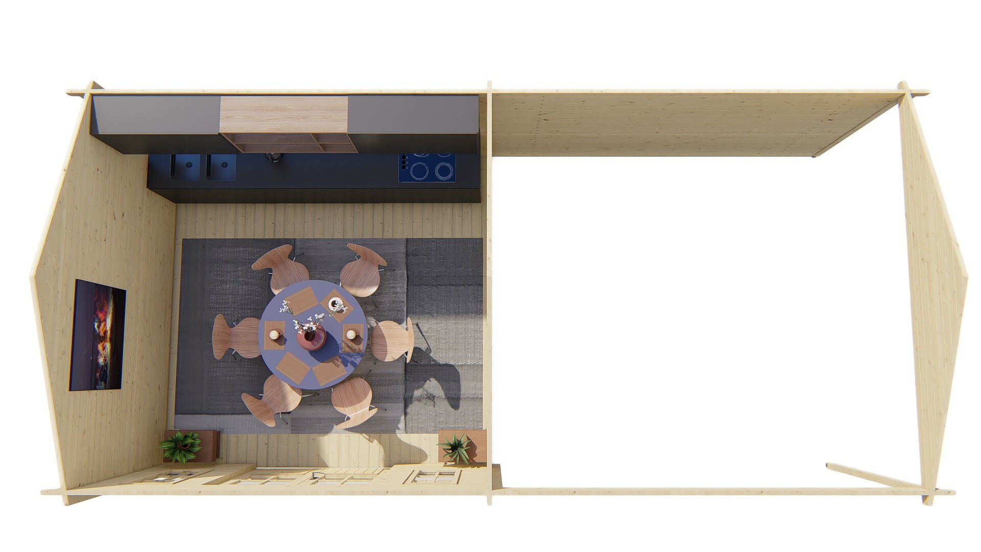 Blokhut Kwaspa bovenaanzicht