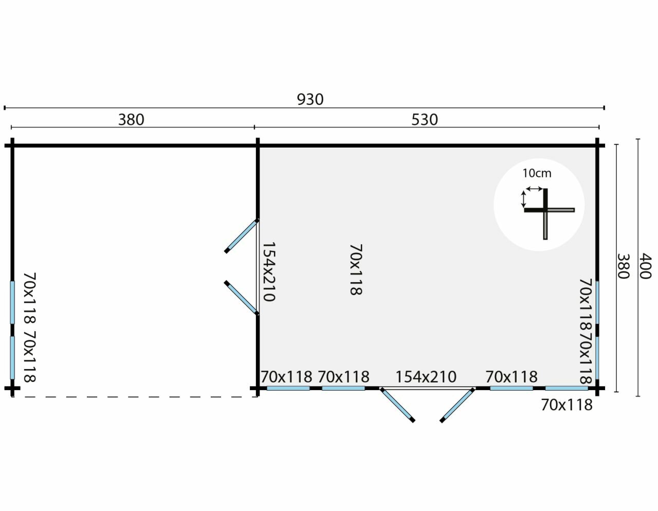 Blokhut Big Ben maatvoering