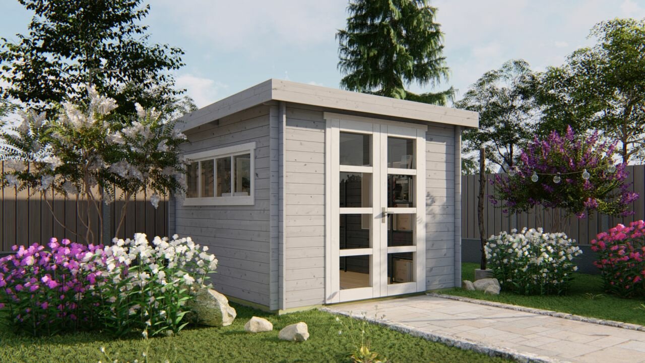 Blokhut Bodine zilvergrijs