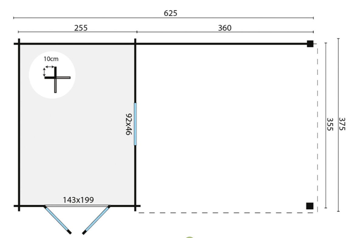Blokhut Diederick maatvoering