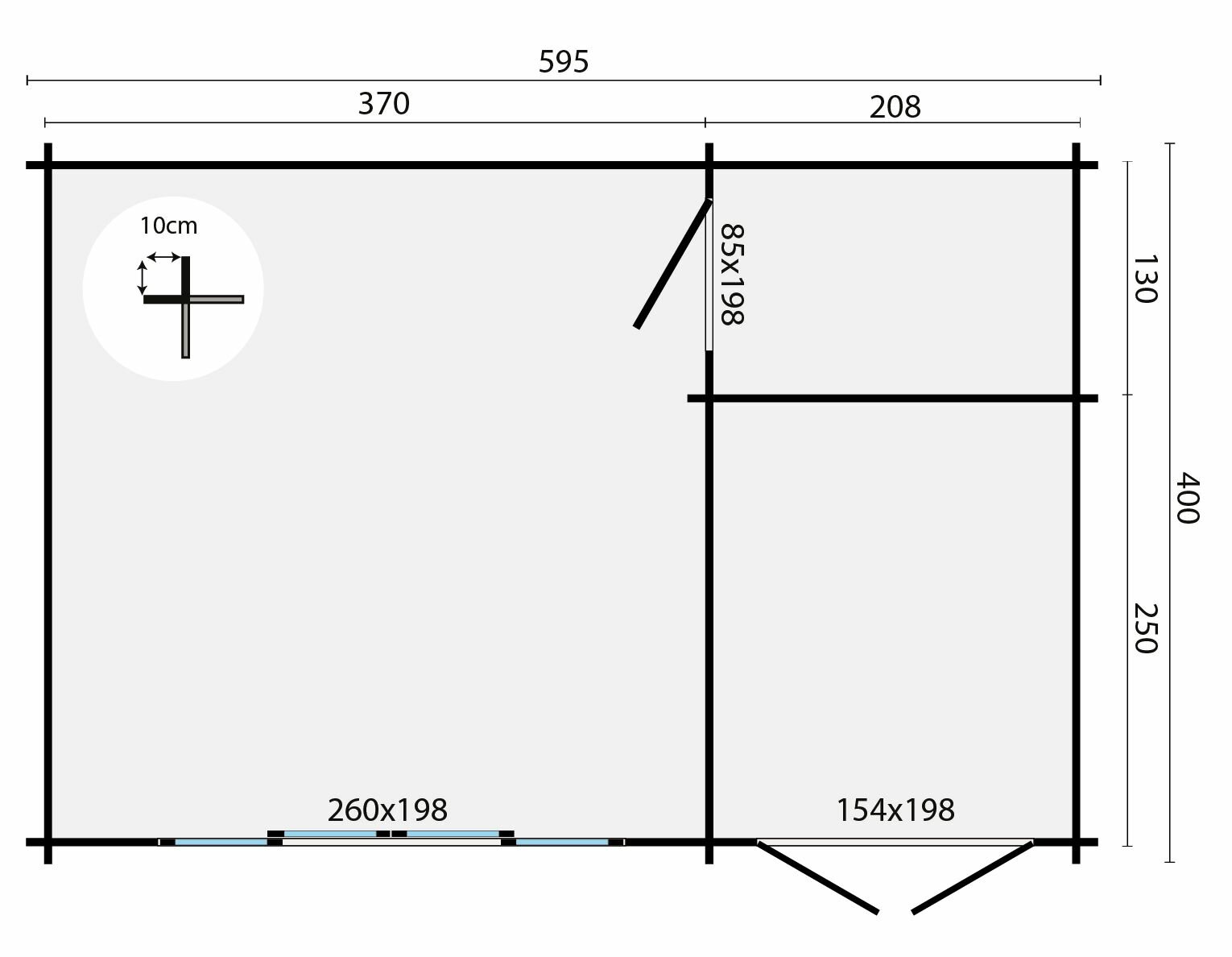 Blokhut Meg maatvoering