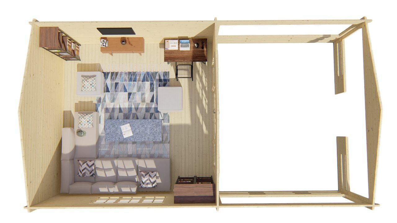 Blokhut Sheffield bovenaanzicht 