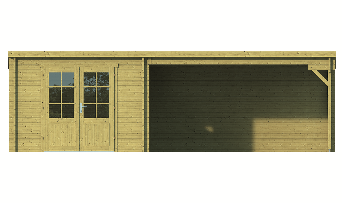 Blokhut Anton met zijluifel Ge&iuml;mpregneerd 700 x 400 x 217 cm Wanddikte 40 mm