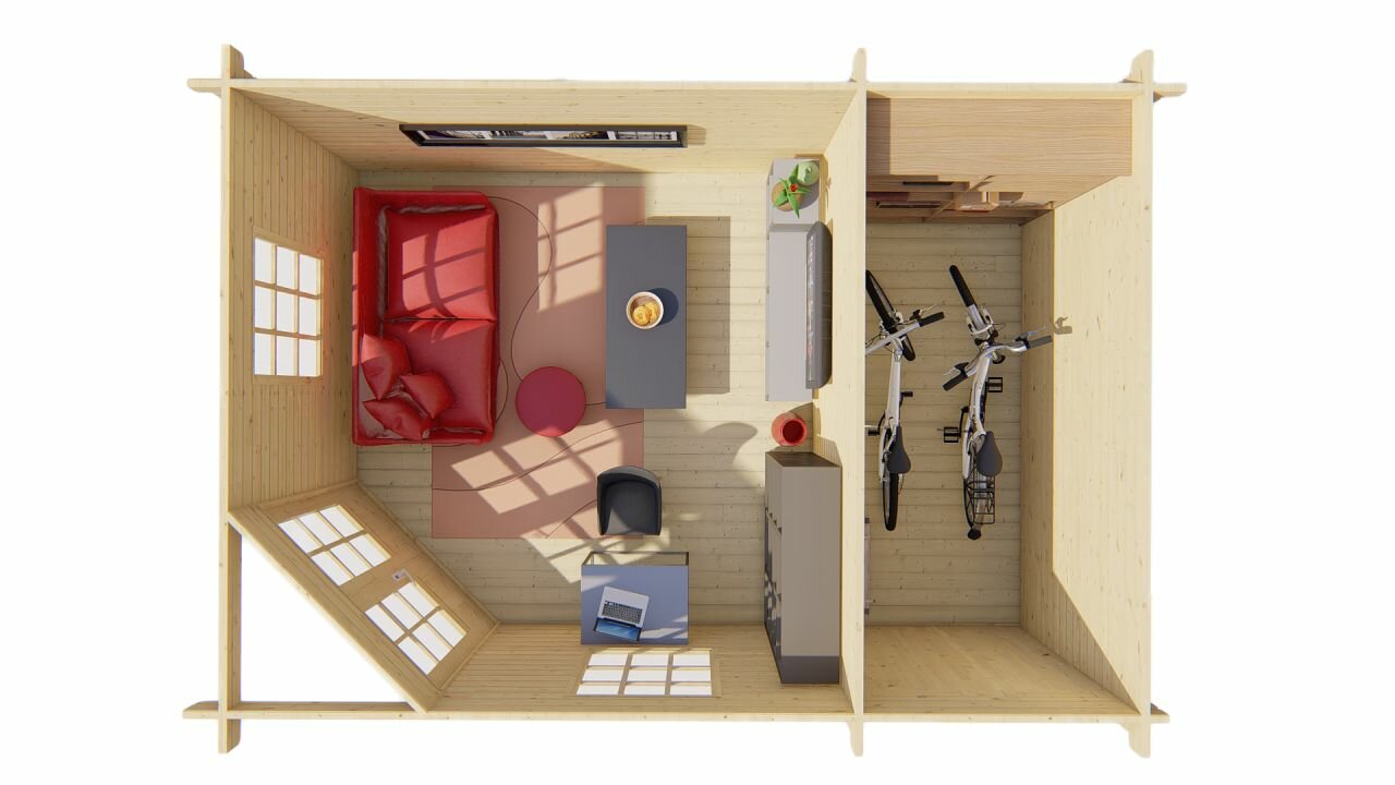 Blokhut Helge bovenaanzicht