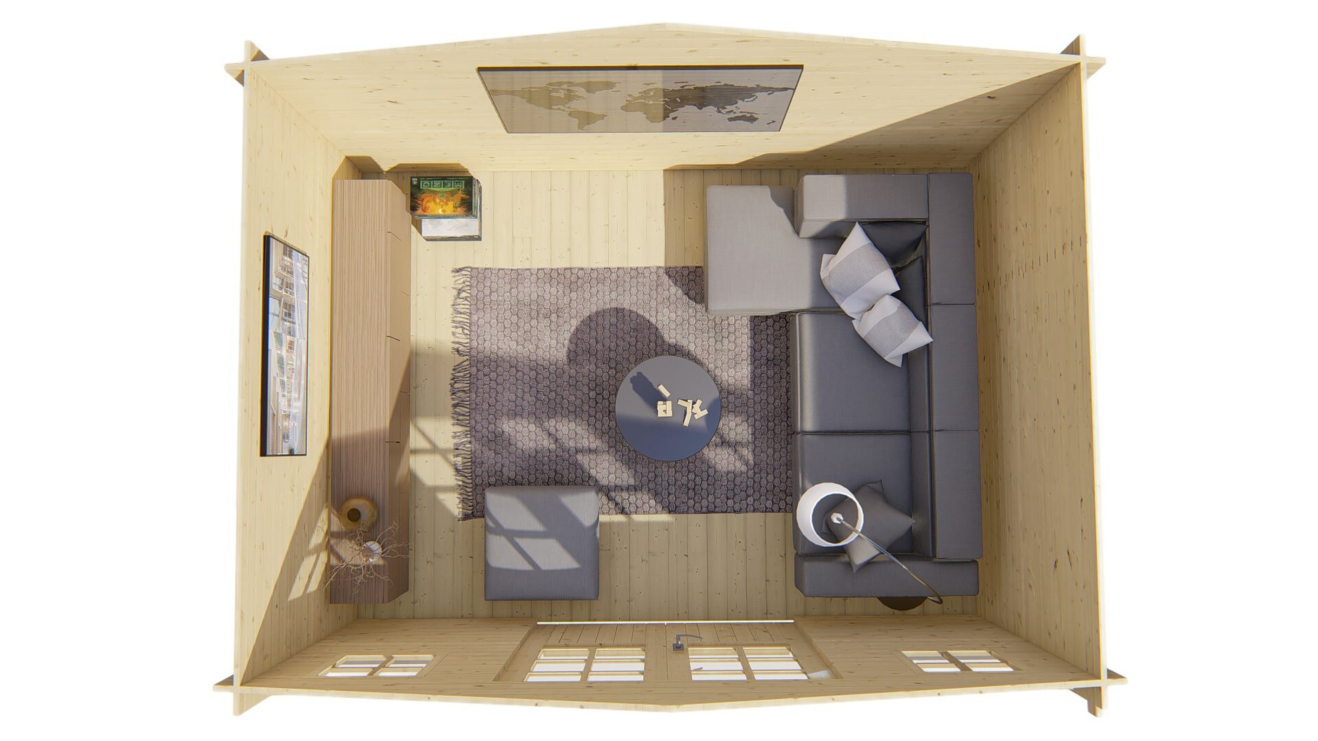 Blokhut Juha bovenaanzicht