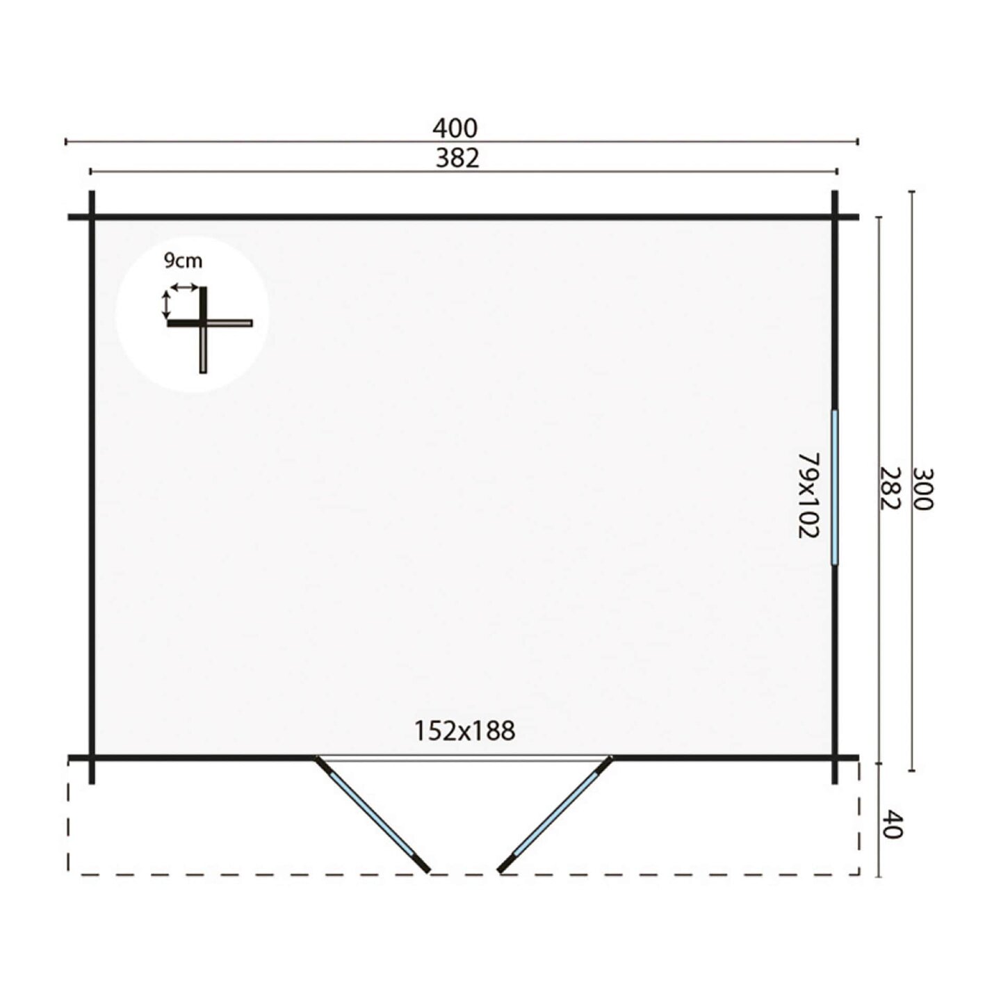 Blokhut Dyre maatvoering