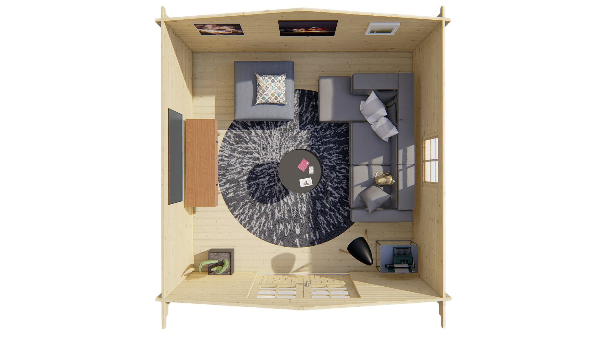 Blokhut Gunda bovenaanzicht