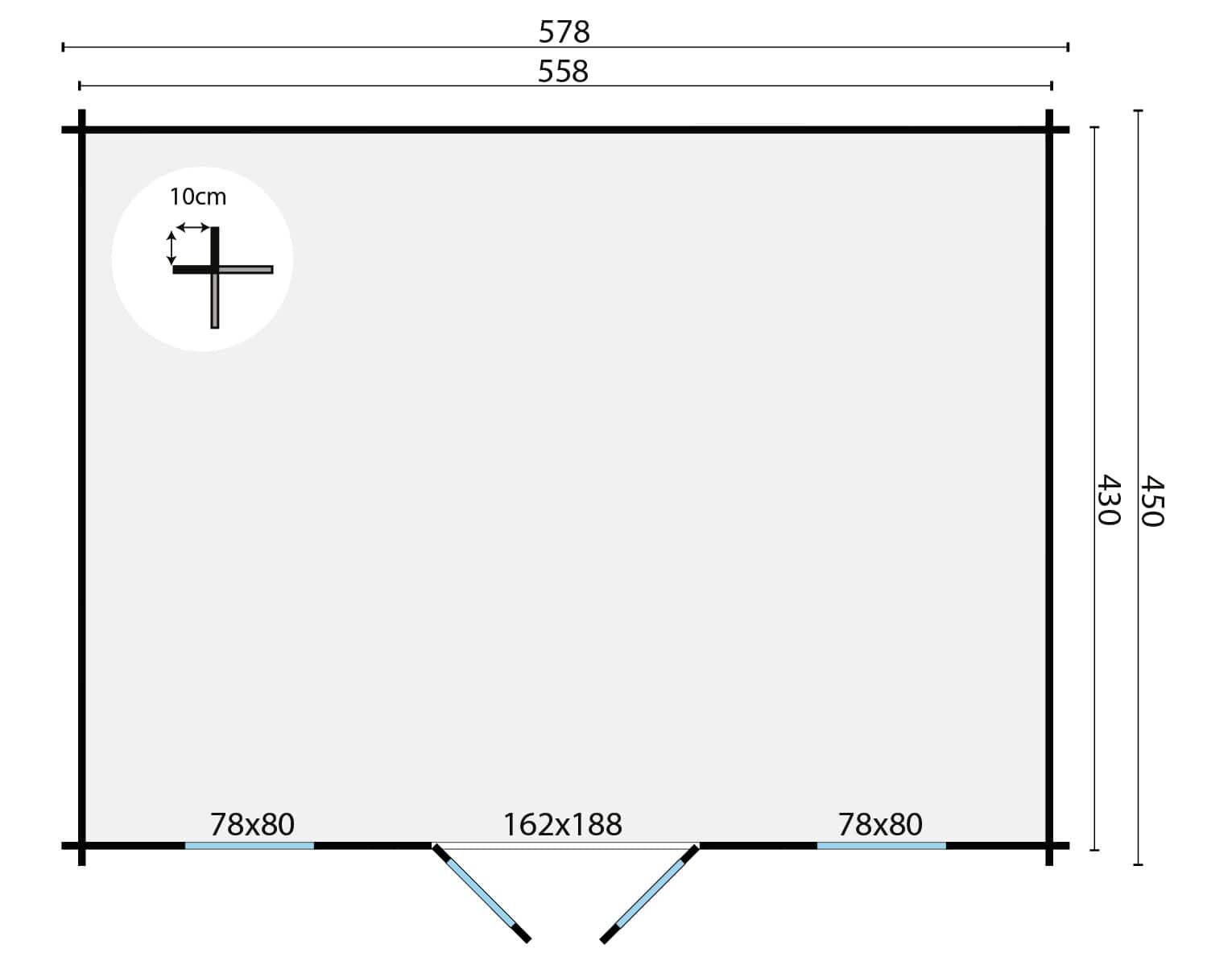 Blokhut Dianne maatvoering