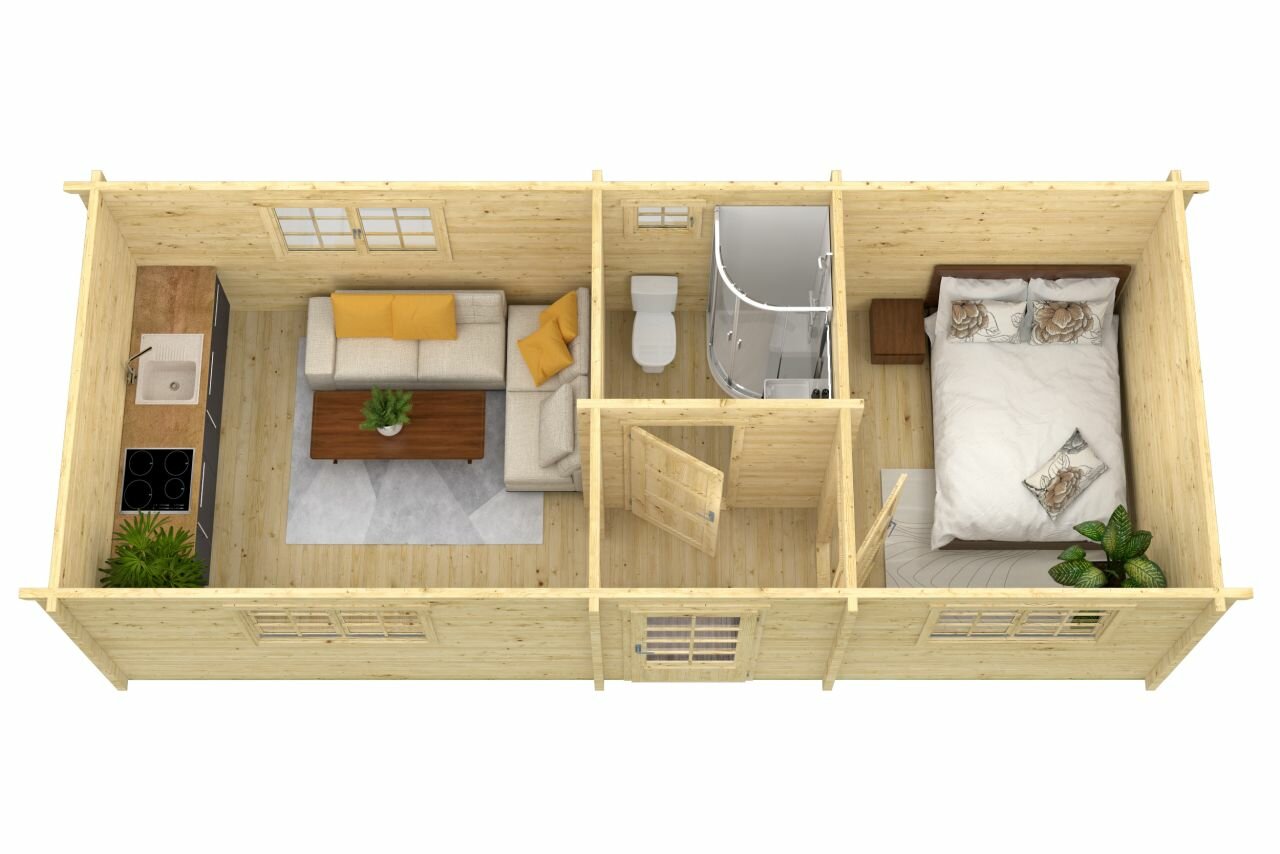 Blokhut Ava bovenaanzicht