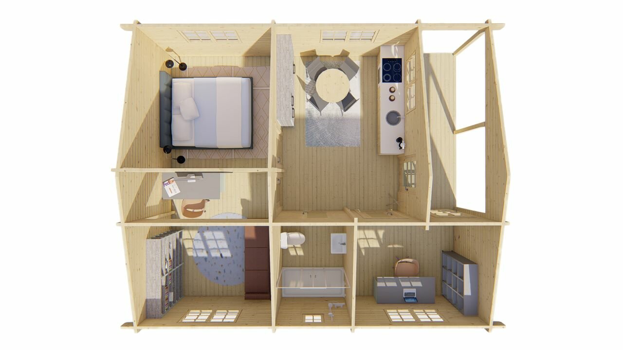 Blokhut Ardee bovenaanzicht