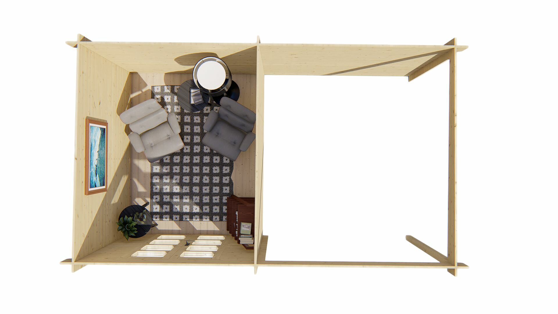 Blokhut Eirunn bovenaanzicht