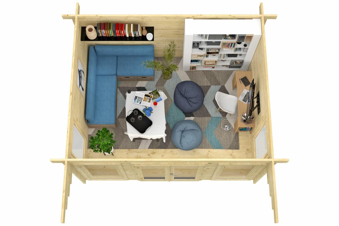 Blokhut Lory bovenaanzicht