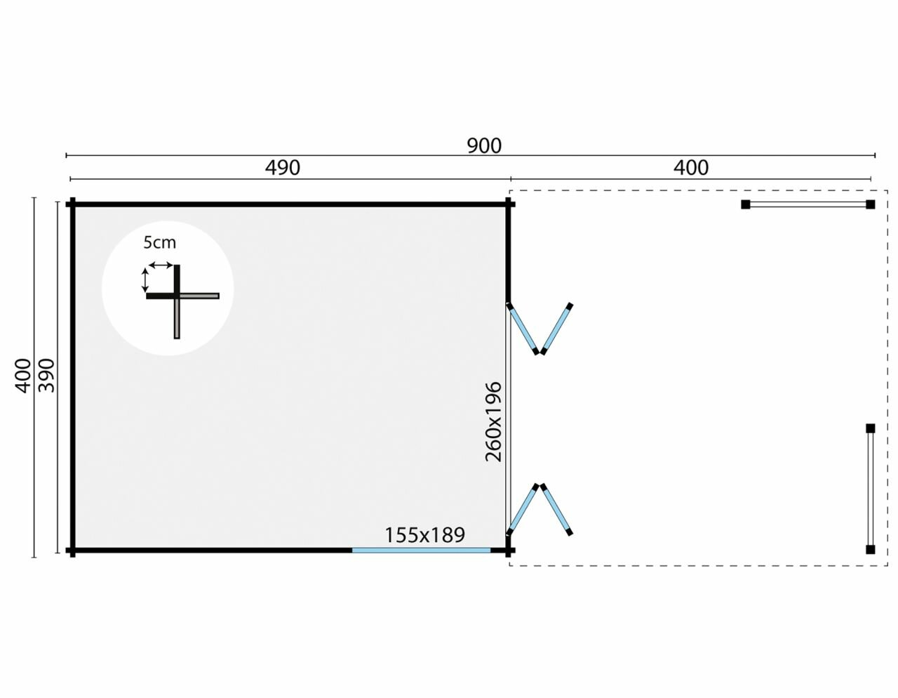 Blokhut Casper maatvoering