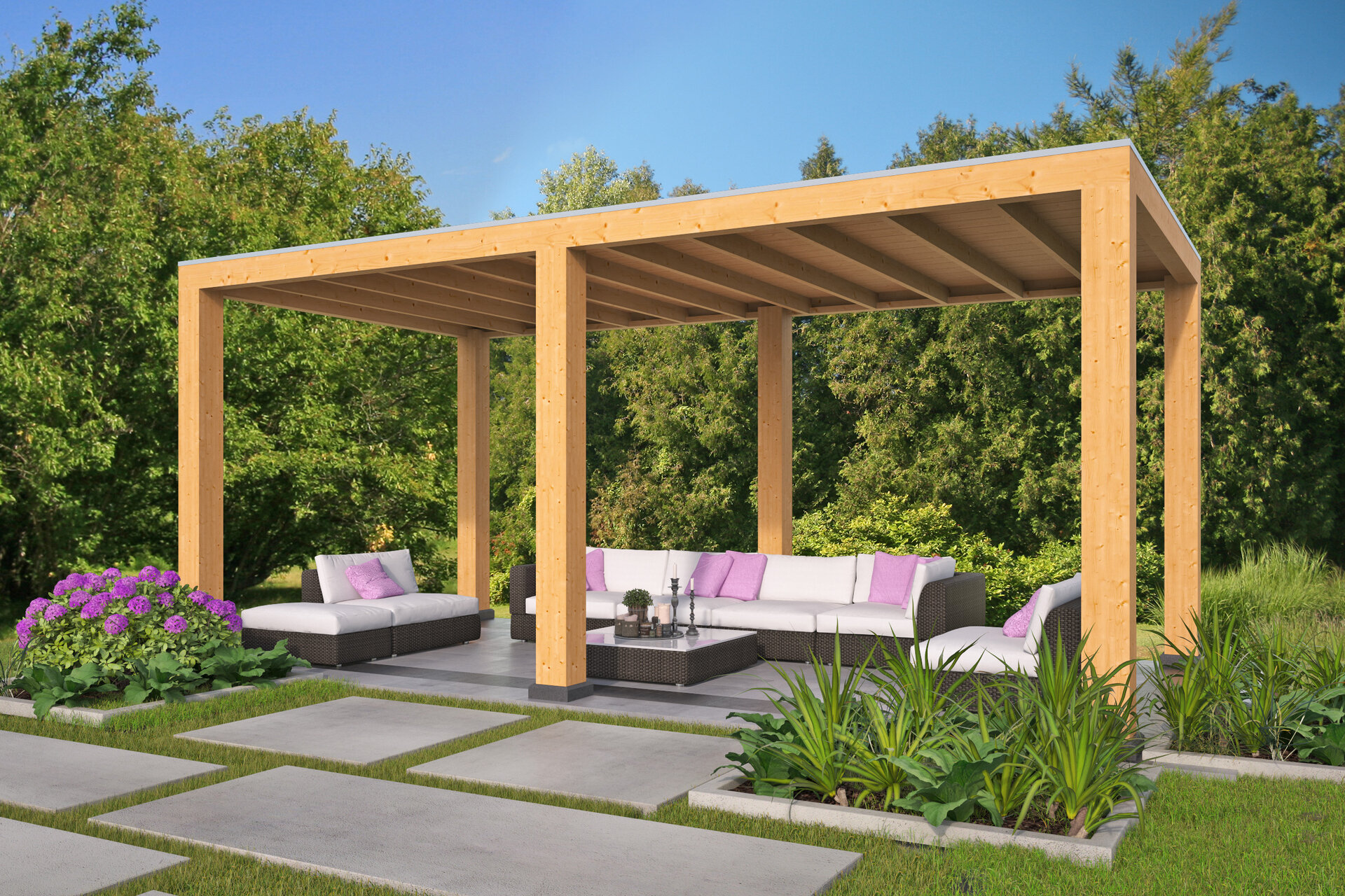 &Uuml;berdachung Renesse Red Class Wood 600 x 313 cm (Bausatz)