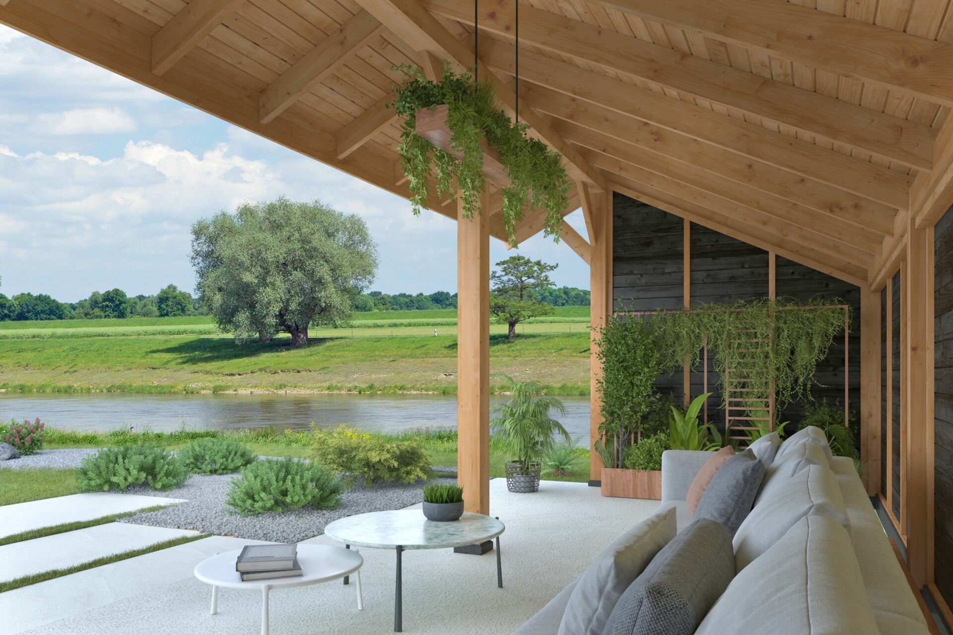 Kapschuur Boekelo Douglas 900 x 340 cm - Zwarte wanden