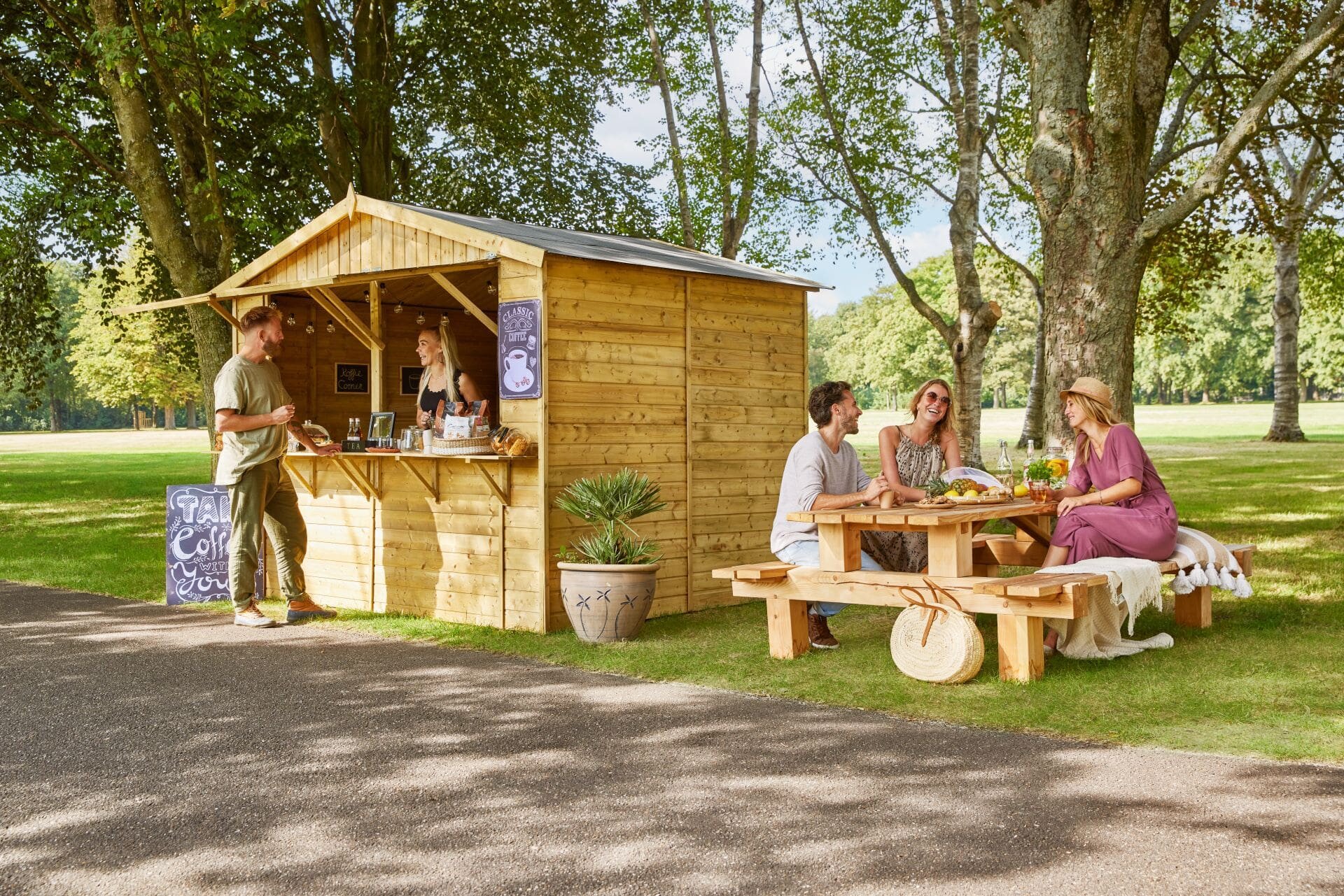 Picknicktisch L&auml;rche Boss 250 x 180 cm gehobelt (8 Personen)