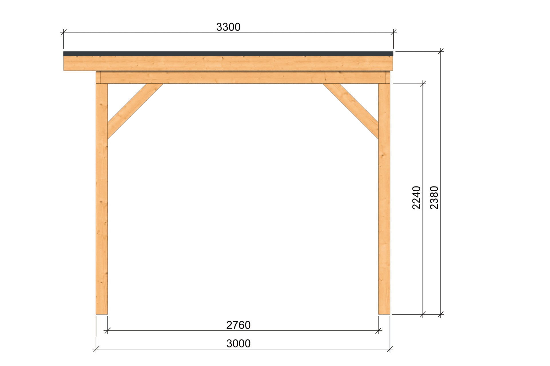 &Uuml;berdachung Zoutelande Red Class Wood 400 x 333 cm - DIY Flachdach