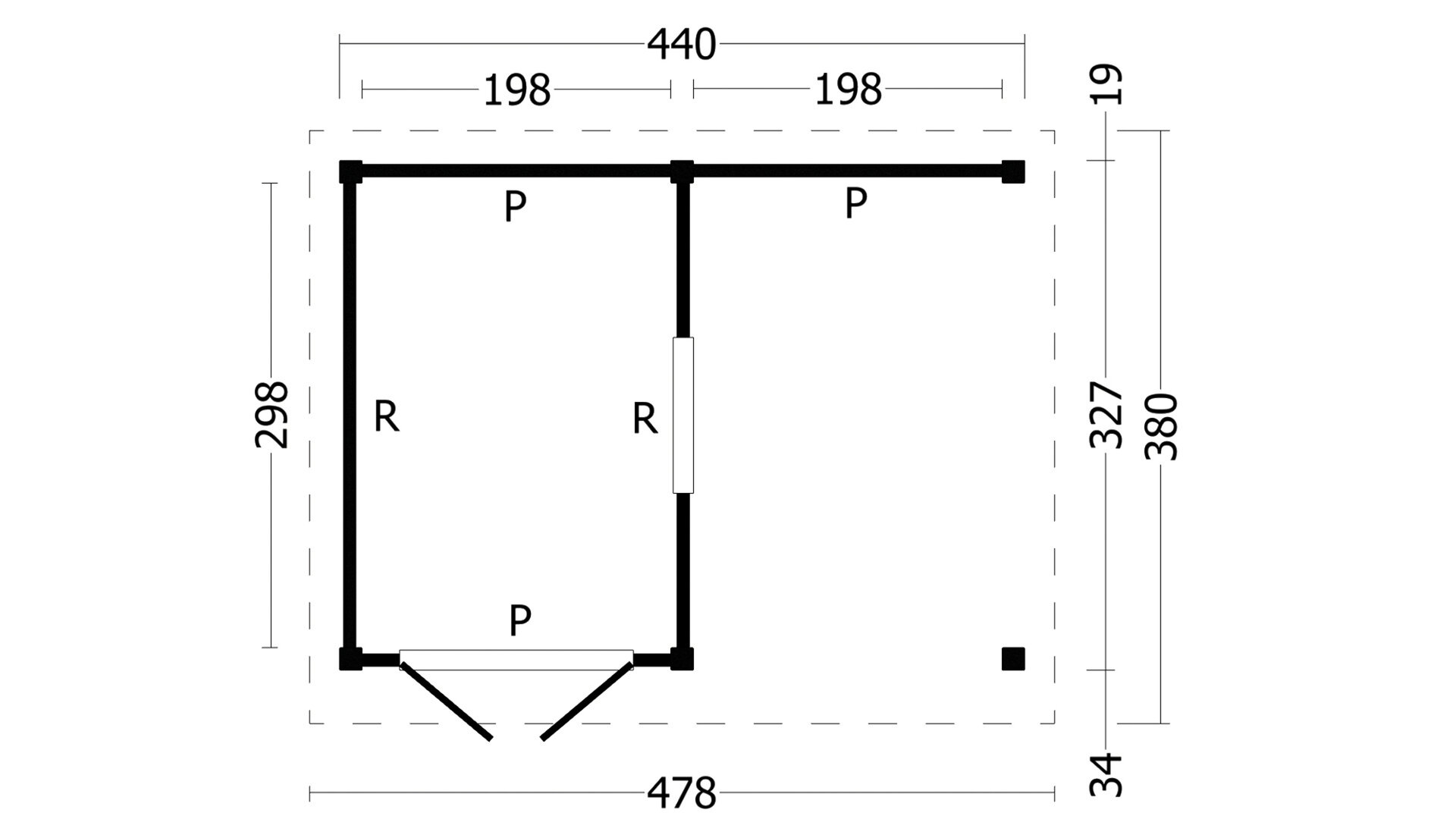 &Uuml;berdachung Oslo L Typ 4 Douglas 470 x 371 cm - Schwarze W&auml;nde inkl. EPDM