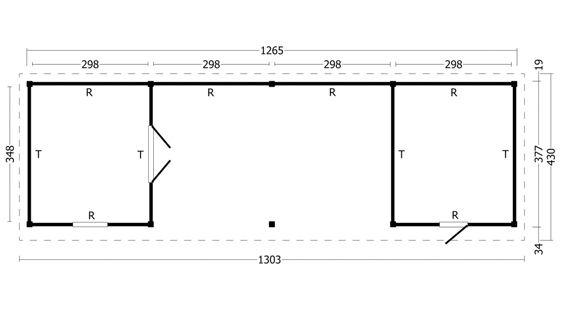 &Uuml;berdachung Oslo XL Typ 12 Douglas 1292 x 430 cm - Schwarze W&auml;nde inkl. EPDM