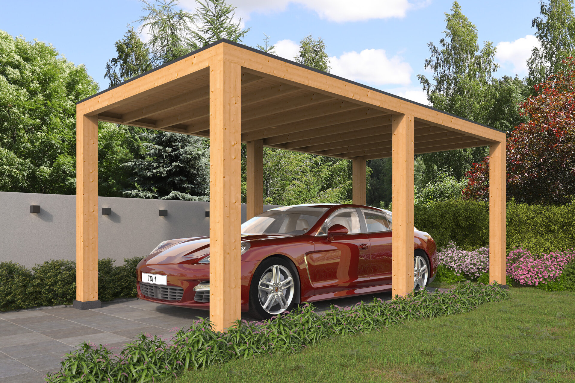 &Uuml;berdachung Renesse Red Class Wood 500 x 313 cm - DIY Flachdach