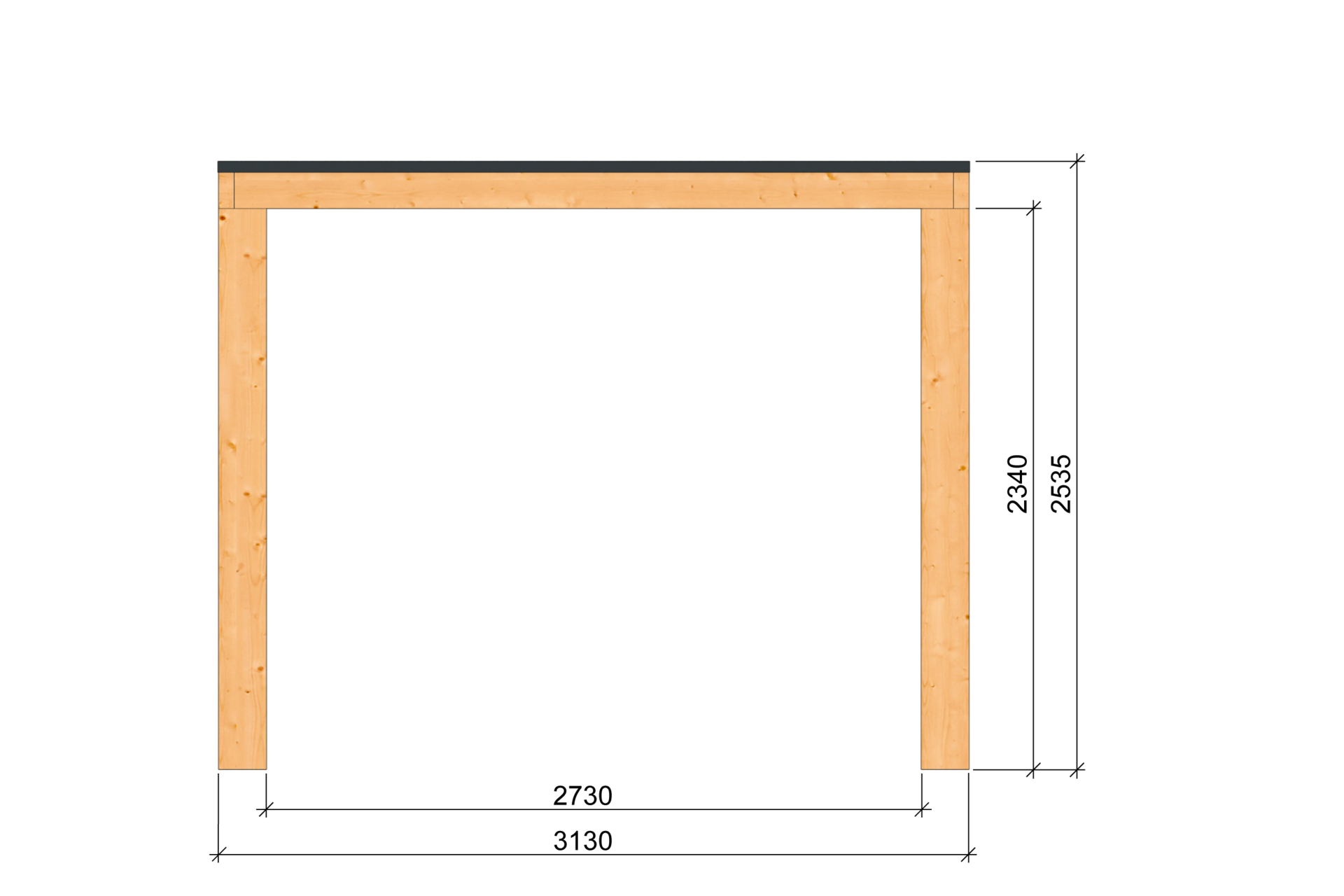 &Uuml;berdachung Renesse Red Class Wood 500 x 313 cm - DIY Flachdach