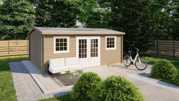 Blockhaus Dianne 578 x 450 x 239 cm - Gro&szlig;es Gartenburo - Wandstarke 40 mm