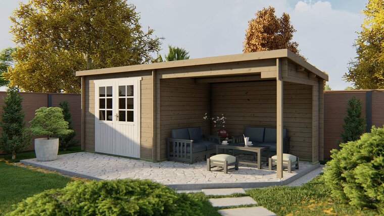 Blockh&uuml;tte &ndash; Gartenhaus Freddy | 28mm | unbehandelt