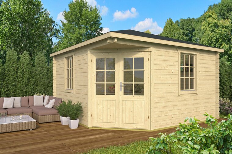 Blockhaus Lotte 400 x 400 cm Eckblockhaus - Wandstarke 44 mm