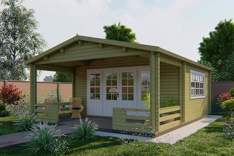 Blockhaus Nottingham mit Vordach 540 x 663 cm