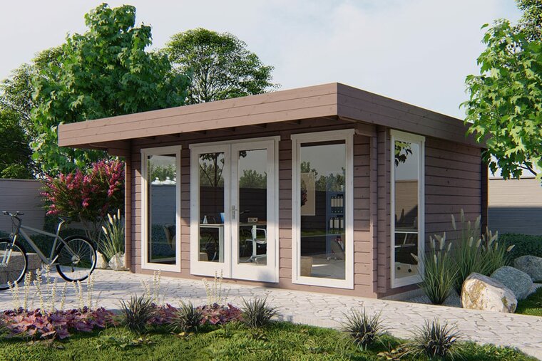 Blockhaus Yorick 500x380+120cm Tiny House aus Holz - Wandstarke 44 mm