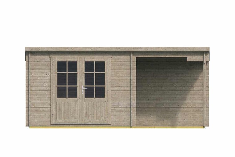 Gartenhaus Dora mit Vordach 500 x 300 x 217 cm - Impragniert (28 mm) - Tuindeco