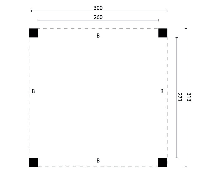 &Uuml;berdachung Renesse Red Class Wood 300 x 313 cm (Bausatz)