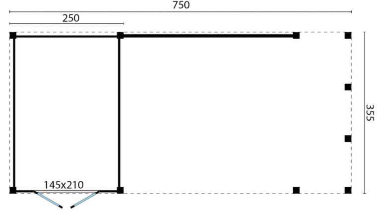 &Uuml;berdachung Vriezenveen Douglas 750 x 355 cm &ndash; Schwarz