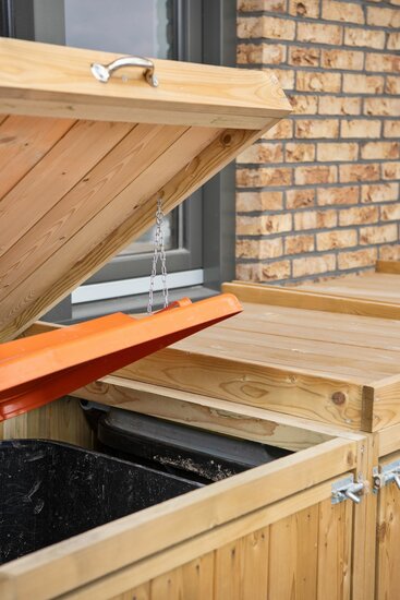 M&uuml;lltonnenbox Triple impr&auml;gnierter Fichte, 196 x 80 x 117 cm