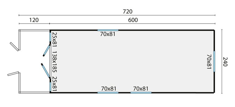 Zirkuswagen 720 x 240 cm mit Veranda - Pipowagen Kathleen