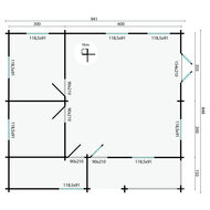 Blockhaus Azores 941 x 848 x 317 cm &ndash; Fertighaus aus Holz &ndash; Luxus-Gartenhaus