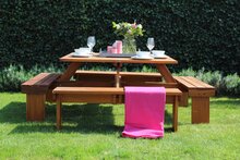 Quadratischer Picknicktisch Valencia 210 x 210 x 75 cm Hartholz (8-10 Personen)