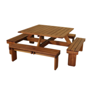 Quadratischer Picknicktisch Valencia 210 x 210 x 75 cm Hartholz (8-10 Personen)