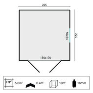 Gartenhaus Hugo 225 x 225 x 220 cm, impr&auml;gniert, Wandst&auml;rke 16 mm - Gartenschrank