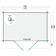 Blokhut Anja 295 x 200 x 255 cm + Luifel 50 cm Wanddikte 28 mm - Luxe Tuinhuis