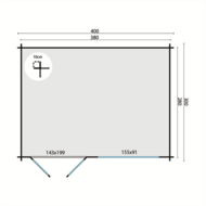 Blokhut Aksel 400 x 300 x 274 cm Wanddikte 28 mm - Luxe Tuinhuis