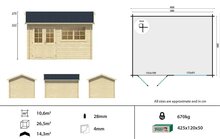 Blokhut Aksel 400 x 300 x 274 cm Wanddikte 28 mm - Luxe Tuinhuis
