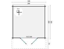 Blokhut Albacete 300 x 300 x 236 cm + Luifel 70 cm - Luxe Tuinhuis